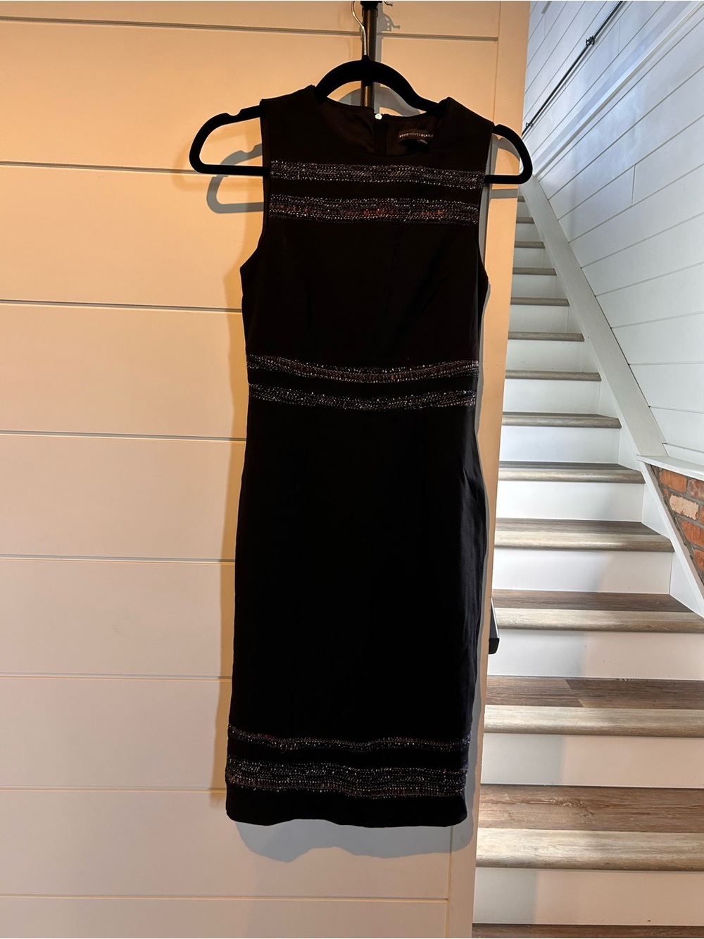 White House Black Market Black Sleeveless Midi Dress with Sparkle Bands